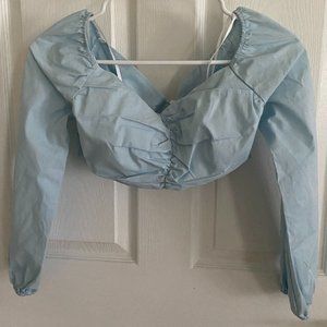 Macy Balloon Sleeve Top in Blue